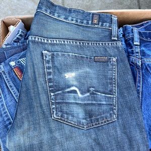 7 for all mankind distressed dark dem jeans size 33